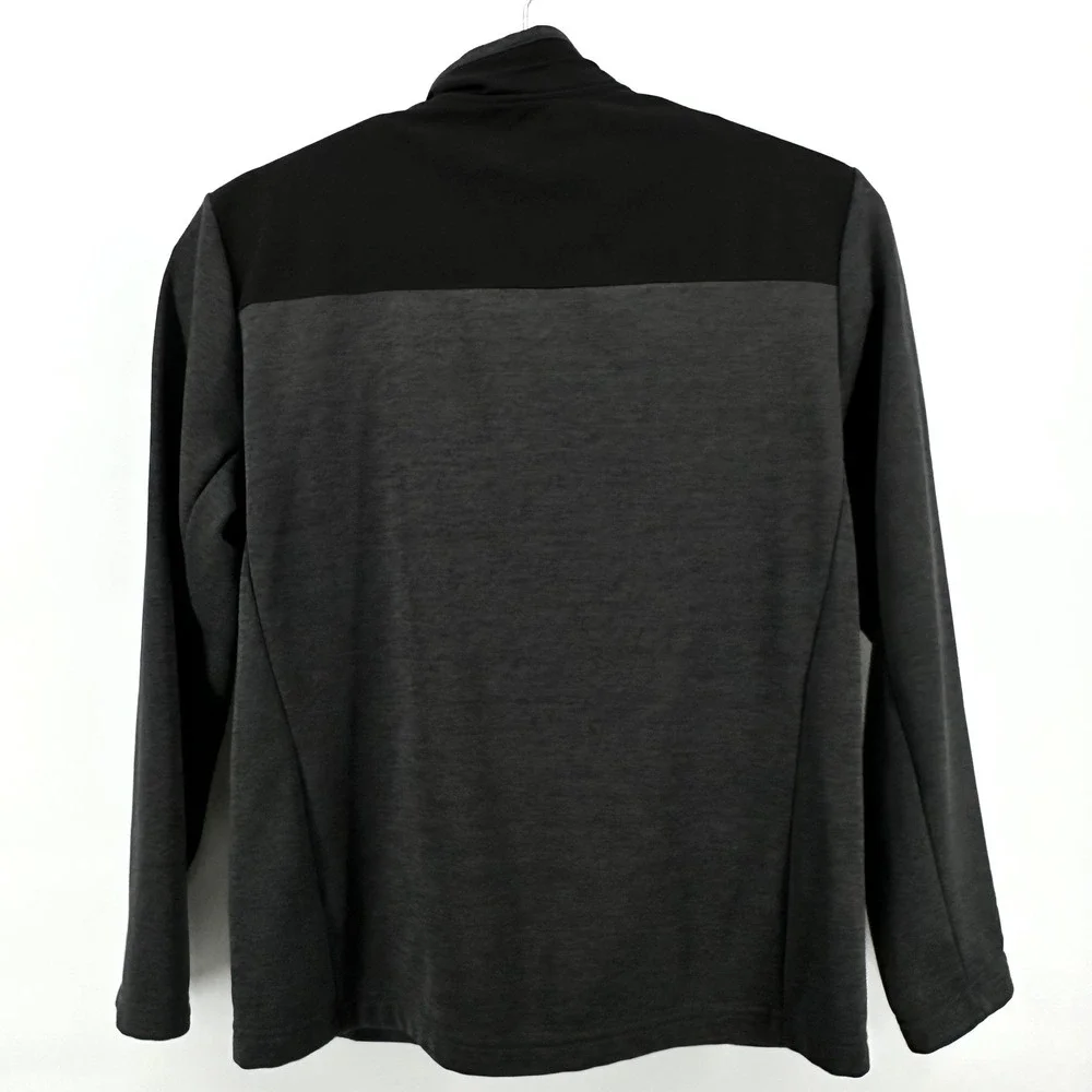 Orvis‎ Mens Large Full Zip Fleece Jacket Charcoal Gray Black Contrast 1522009